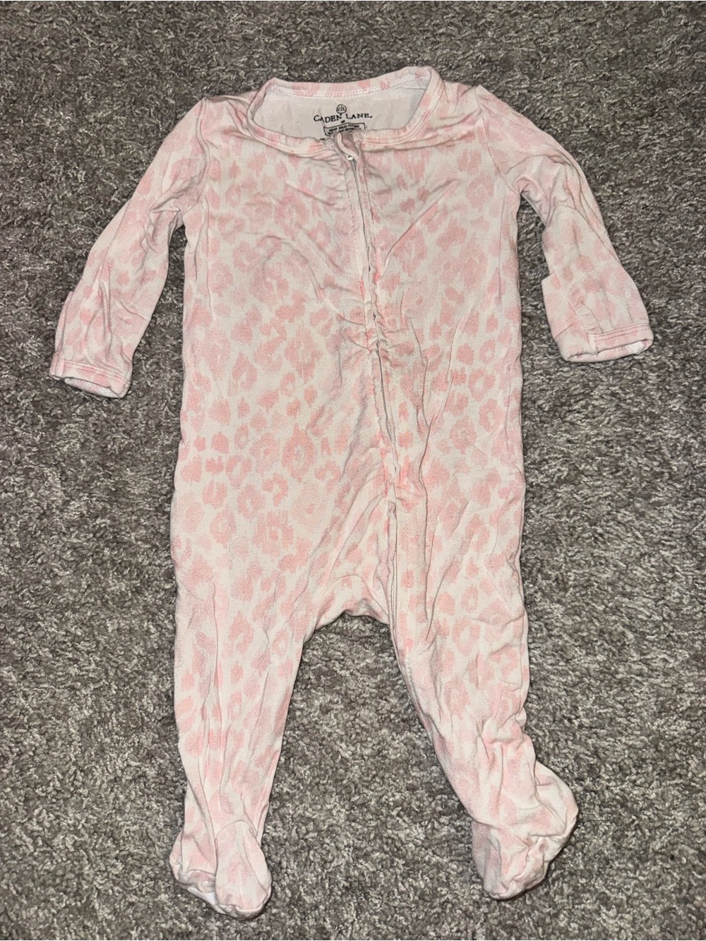 Caden Lane Pink Leopard-Print Footed One-Piece Newborn